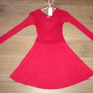 Red long-sleeved dress